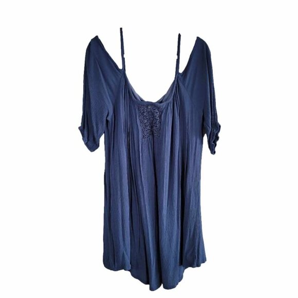 Lily Morgan Navy Blue crepe cold shoulder summer dress - Picture 1 of 11